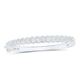 10K White Gold Round Diamond Cuban Link Cuff Bangle Nicoles Dream Collection Bracelet 1-5/8 Cttw