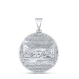 10K Gold Round Diamond Last Supper Circle Charm Pendant 1/2 Cttw White