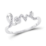 10K White Gold Diamond Love Band Ring 1/12 Cttw