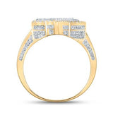 10K Two-Tone Gold Round Diamond R Initial Letter Ring 1-1/4 Cttw
