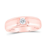 10K Gold Diamond Mens Solitaire Band Ring 1/4 Cttw Rose