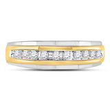 10K Two-Tone Gold Round Diamond Mens Wedding Band Ring 1/4 Cttw