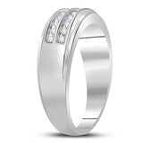 10K Or 14K Gold Round Diamond Mens Wedding 2-Row Band Ring 1/4 Cttw