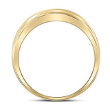 10K Or 14K Gold Round Diamond Mens Wedding 2-Row Band Ring 1/4 Cttw