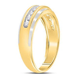 10K Two-Tone Gold Round Diamond Mens Wedding Band Ring 1/4 Cttw