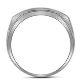 10K Gold Round Diamond Mens Rectangle Cluster Ring 1/3 Cttw
