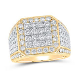 14K Gold Round Diamond Square Ring 3 Cttw