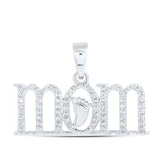 10K White Gold Round Diamond Foot Mom Pendant 1/5 Cttw