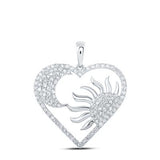 10K Gold Diamond Sun Moon Heart Pendant 1 Cttw