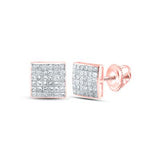 14K Gold Princess Diamond Square Earrings 1-1/2 Cttw Rose