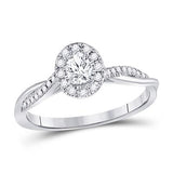 14K White Gold Oval Diamond Solitaire Bridal Engagement Ring 1/3Cttw (Certified)