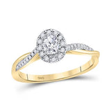 14K White Gold Oval Diamond Solitaire Bridal Engagement Ring 1/3Cttw (Certified)