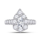 14K White Gold Pear Diamond Bridal Engagement Ring 2-3/8 Cttw (Certified)