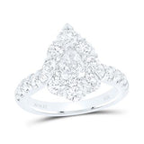14K White Gold Pear Diamond Bridal Engagement Ring 2-3/8 Cttw (Certified)