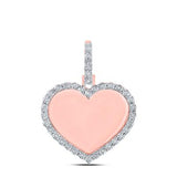 10K Gold Round Diamond Heart Memory Charm Pendant 1/10 Cttw