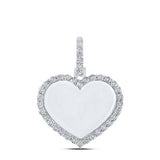 10K Gold Round Diamond Heart Memory Charm Pendant 1/10 Cttw