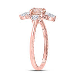 14K Rose Gold Round Morganite Halo Bridal Engagement Ring 1-3/4Cttw