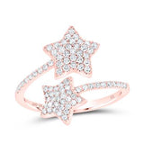 10K Gold Round Diamond Bypass Star Ring 1/2Cttw Rose