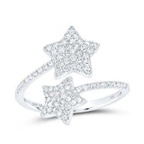 10K Gold Round Diamond Bypass Star Ring 1/2Cttw White
