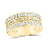 14k Yellow Gold Diamond Rope Men's Wedding Band 1 CTTW