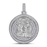 10K Yellow Gold Round Diamond Jesus Medallion Pendant 5/8Cttw White