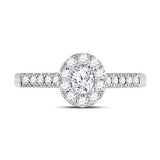 14K White Gold Oval Diamond Solitaire Bridal Engagement Ring 1/5 Ctw (Certified)