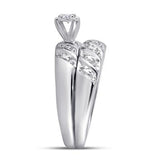 10K Gold Round Diamond Solitaire Matching Wedding Ring Set 1/20 Cttw