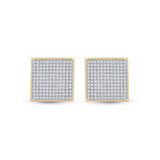 10K Gold Diamond Square Earrings 7/8 Cttw