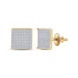10K Gold Diamond Square Earrings 7/8 Cttw Yellow