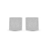 10K Gold Diamond Square Earrings 7/8 Cttw