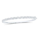 10K White Gold Round Diamond Bangle Bracelet 1 Cttw