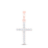 10K Gold Cross Pendant 1/10 Ctw Dia Rose