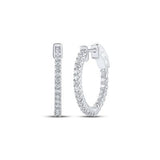 14K Gold Round Diamond In Out Hoop Earrings 1 Cttw