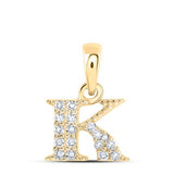 10K Yellow Gold Diamond K Initial Pendant 1/12 Cttw