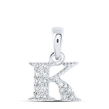 10K Yellow Gold Diamond K Initial Pendant 1/12 Cttw