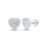 10K Yellow Gold Round Diamond Heart Earrings 1/5 Cttw