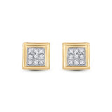 10K White Gold Round Diamond Square Earrings 1/20 Cttw