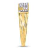 10K Gold Round Diamond Square Matching Wedding Ring Set 1/2 Cttw