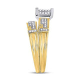 10K Gold Round Diamond Square Matching Wedding Ring Set 1/2 Cttw