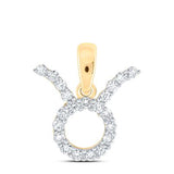 10K Yellow Gold Round Diamond Zodiac Taurus Pendant 1/4Cttw