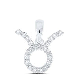 10K Gold Round Diamond Zodiac Taurus Pendant 1/4Cttw White