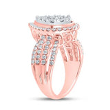 14K Rose Gold Diamond Teardrop Cluster Ring 1-1/2 Cttw