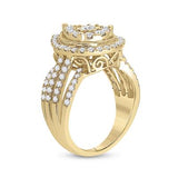14K Yellow Gold Diamond Teardrop Cluster Ring 1-1/2 Cttw