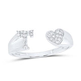 1/10Ctw-Dia Initial T Ladies Heart Ring White