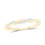 10K Gold Round Diamond Twist Stackable Band 1/12Cttw