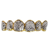 Sterling Silver Two-Tone with White Diamond Cuts Grillz Set