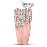 10K Gold Round Diamond Cluster Matching Wedding Ring Set 1 Cttw