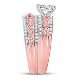 10K Gold Round Diamond Cluster Matching Wedding Ring Set 1 Cttw