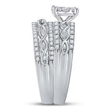 10K Gold Round Diamond Cluster Matching Wedding Ring Set 1 Cttw