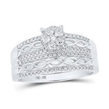 10K Gold Round Diamond Cluster Matching Wedding Ring Set 1 Cttw